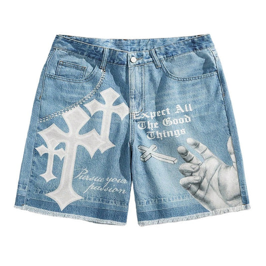 Expect All The Good Things Oversized Unisex Denim Shorts