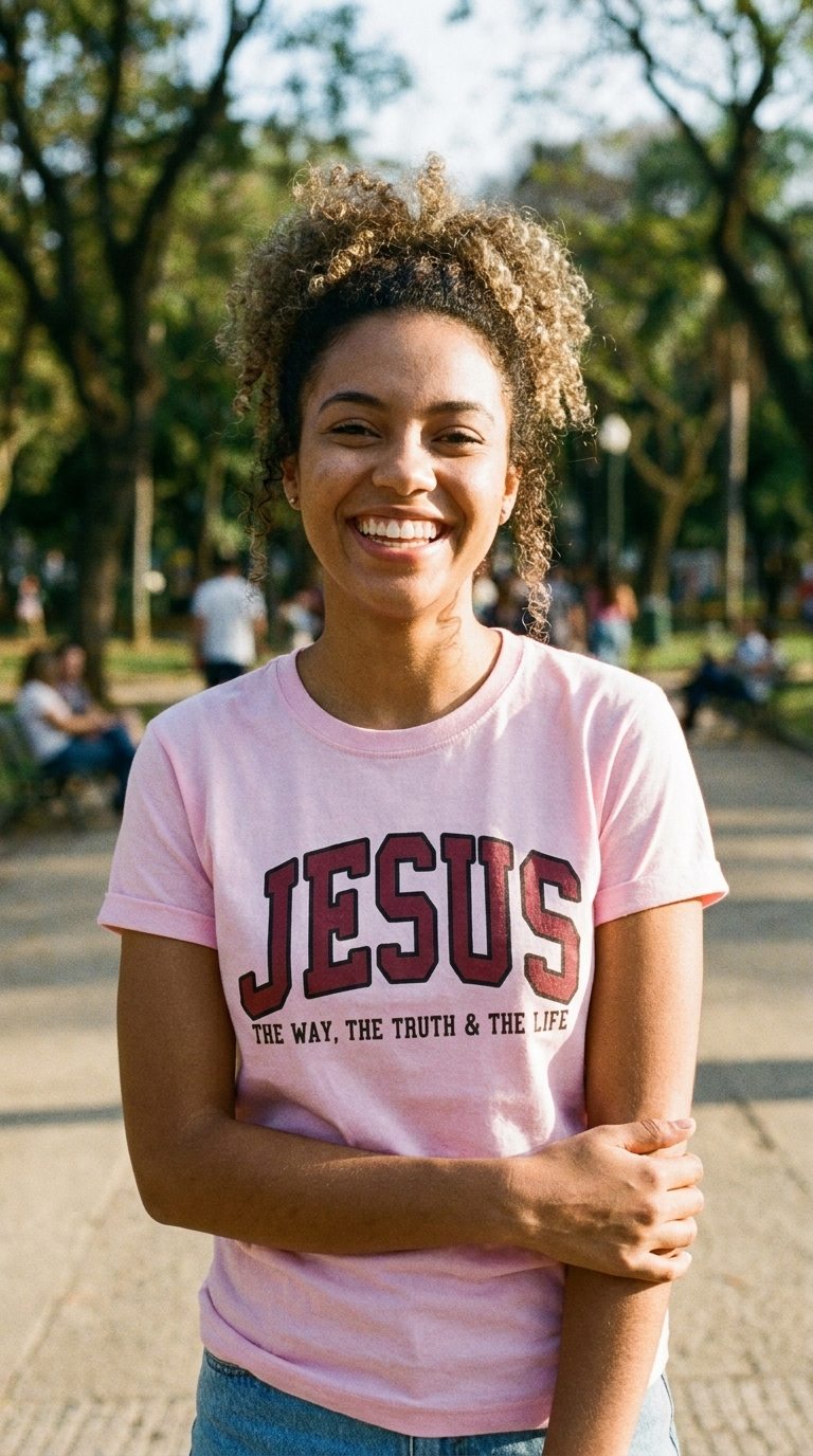 Customer wearing the JESUS - The Way, The Truth, The Life T-Shirt