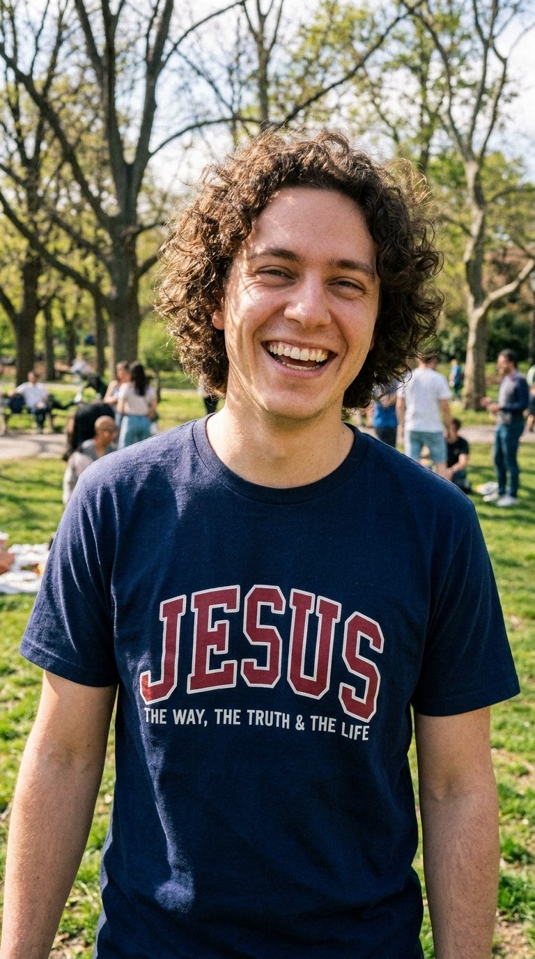 Customer wearing the JESUS - The Way, The Truth, The Life T-Shirt